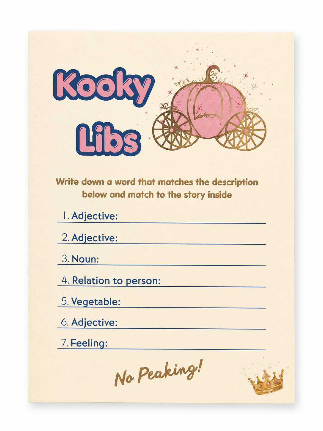 Kid's Kooky Lib Card - CinderBella