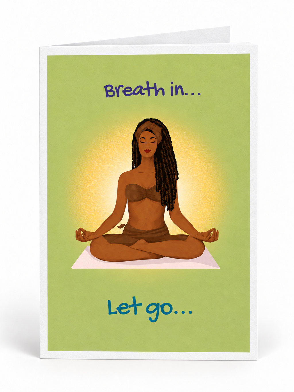 Breathe In Let Go folded greeting card front