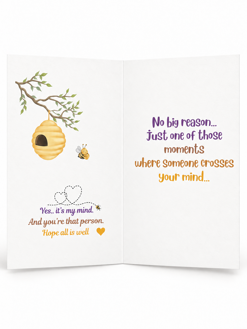 Buzzing By greeting card full inside view
