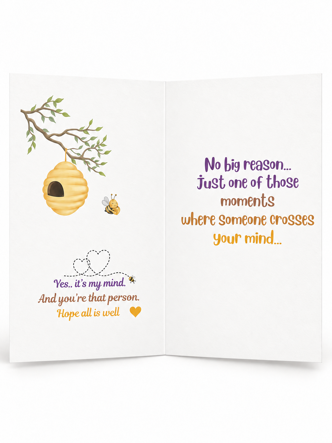 Buzzing By greeting card full inside view