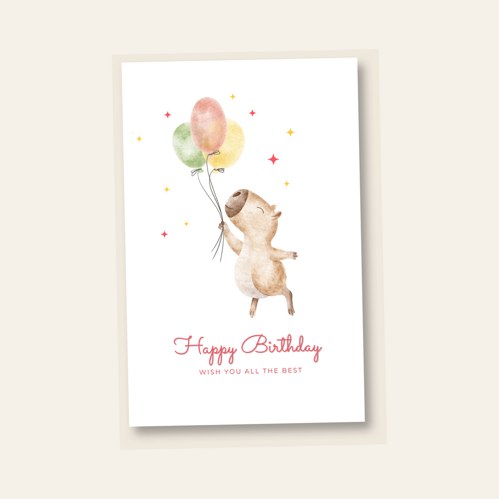 Capybara birthday card front