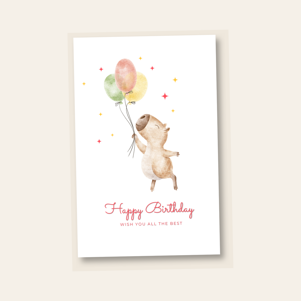 Capybara birthday card front