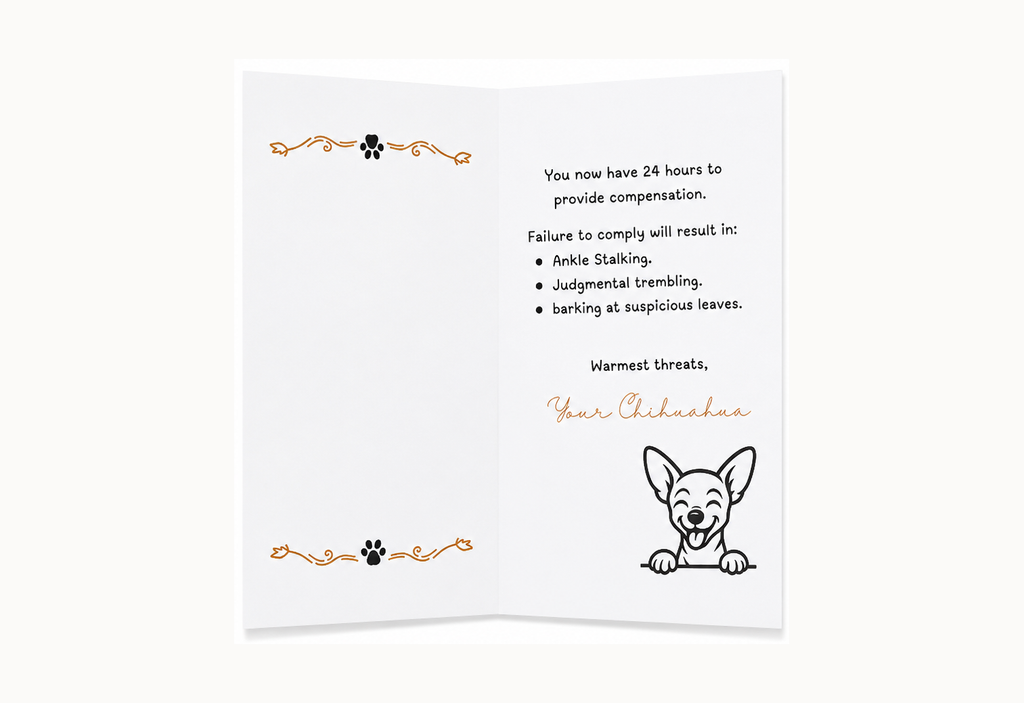 Dear Human Chihuahua Sheriff greeting card full inside view