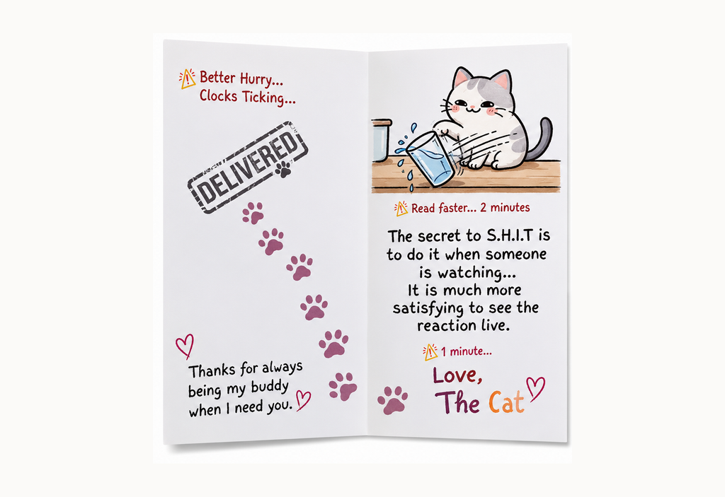 Dear Human Classified Cat Tip 24 greeting card full inside view