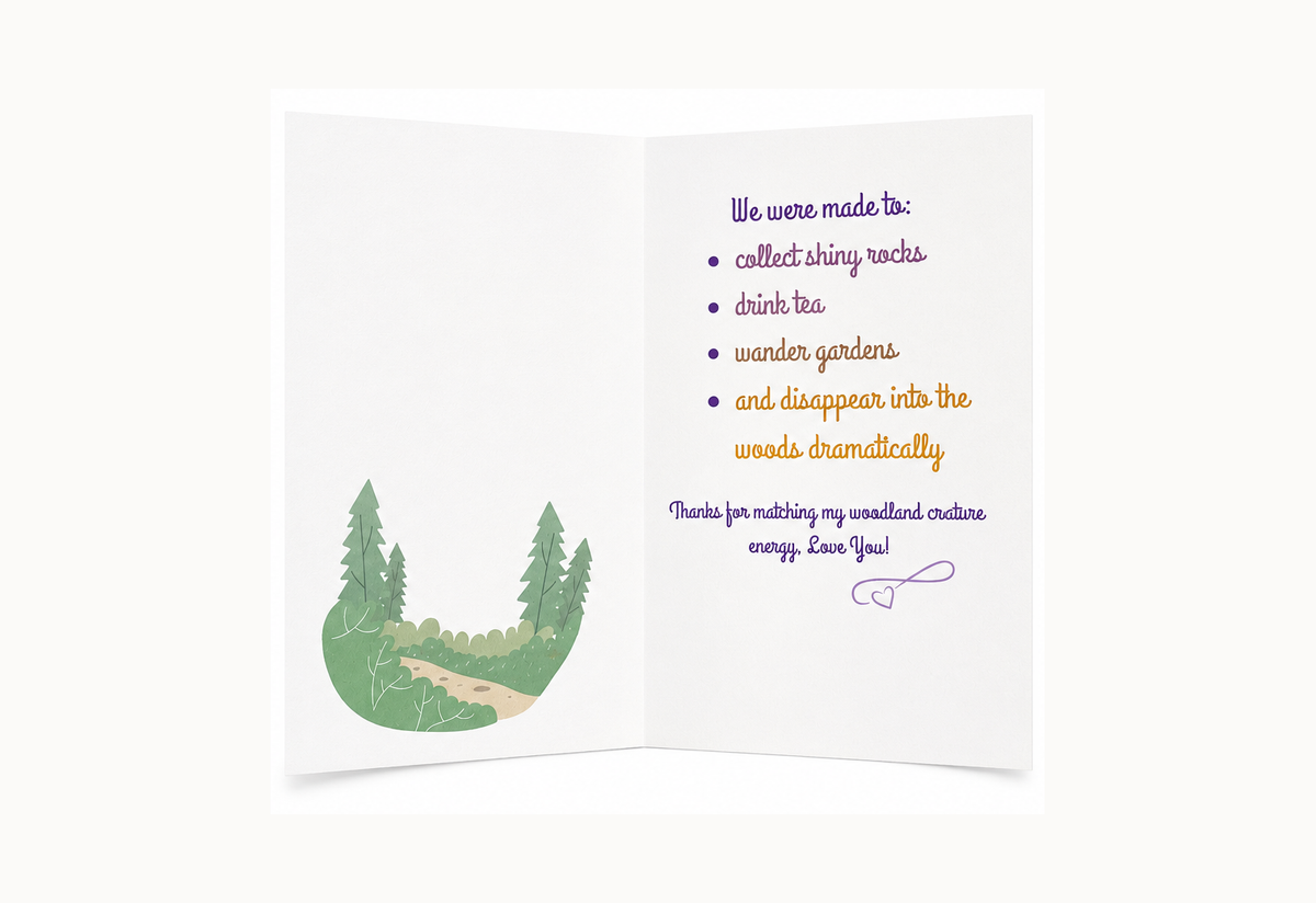 We're Not Meant for Corporate Life greeting card full inside view