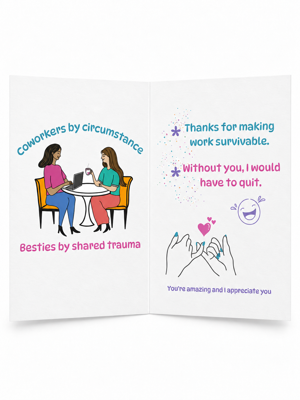 Coworkers Bestie greeting card full inside view