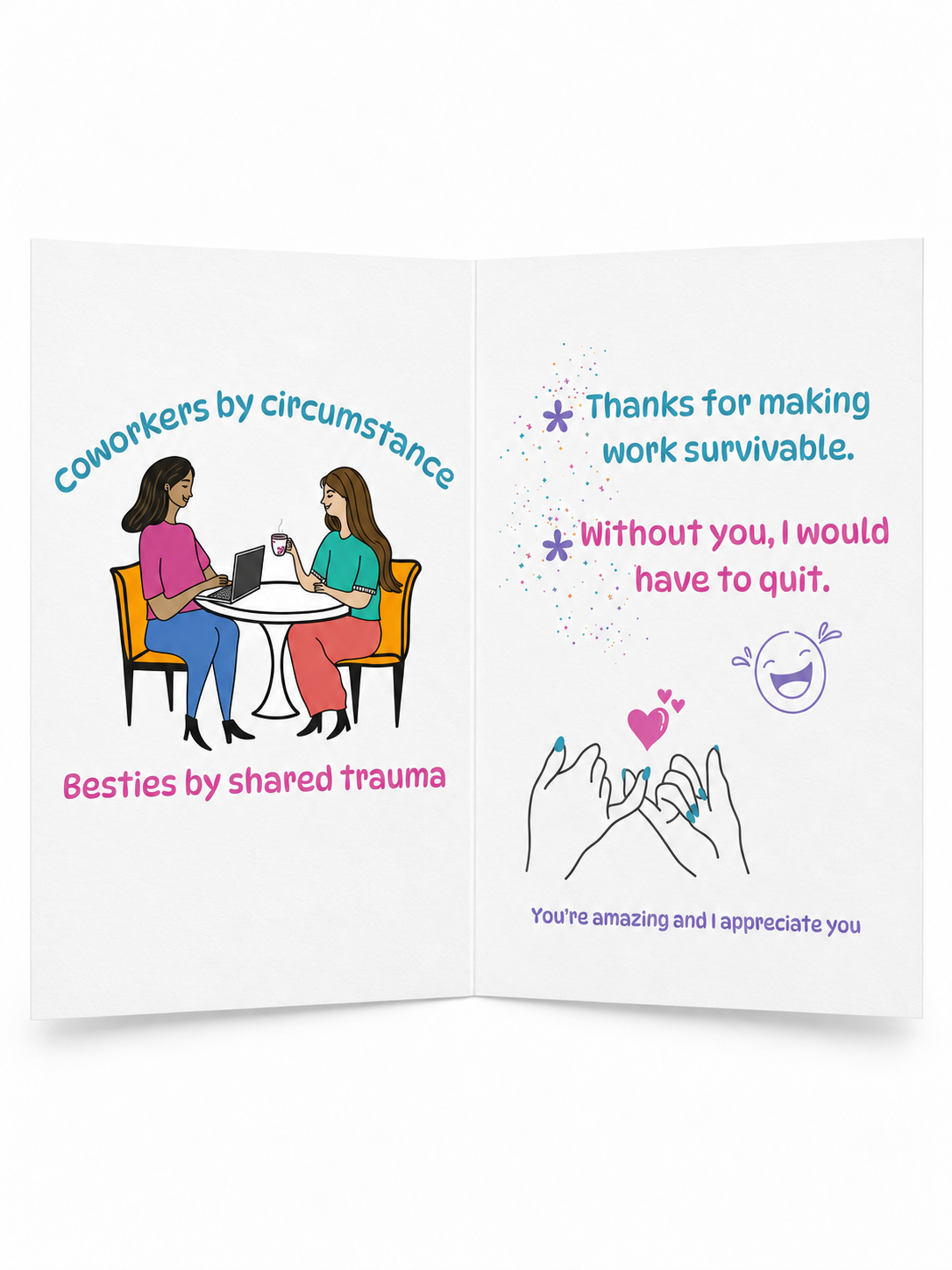 Coworkers Bestie greeting card full inside view