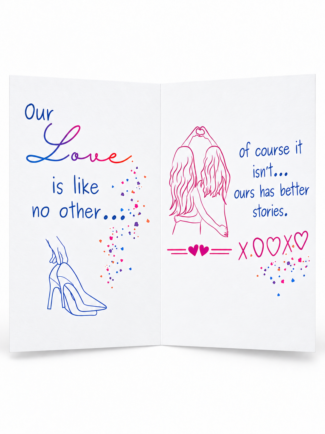 Girl Love Has Better Stories greeting card full inside view