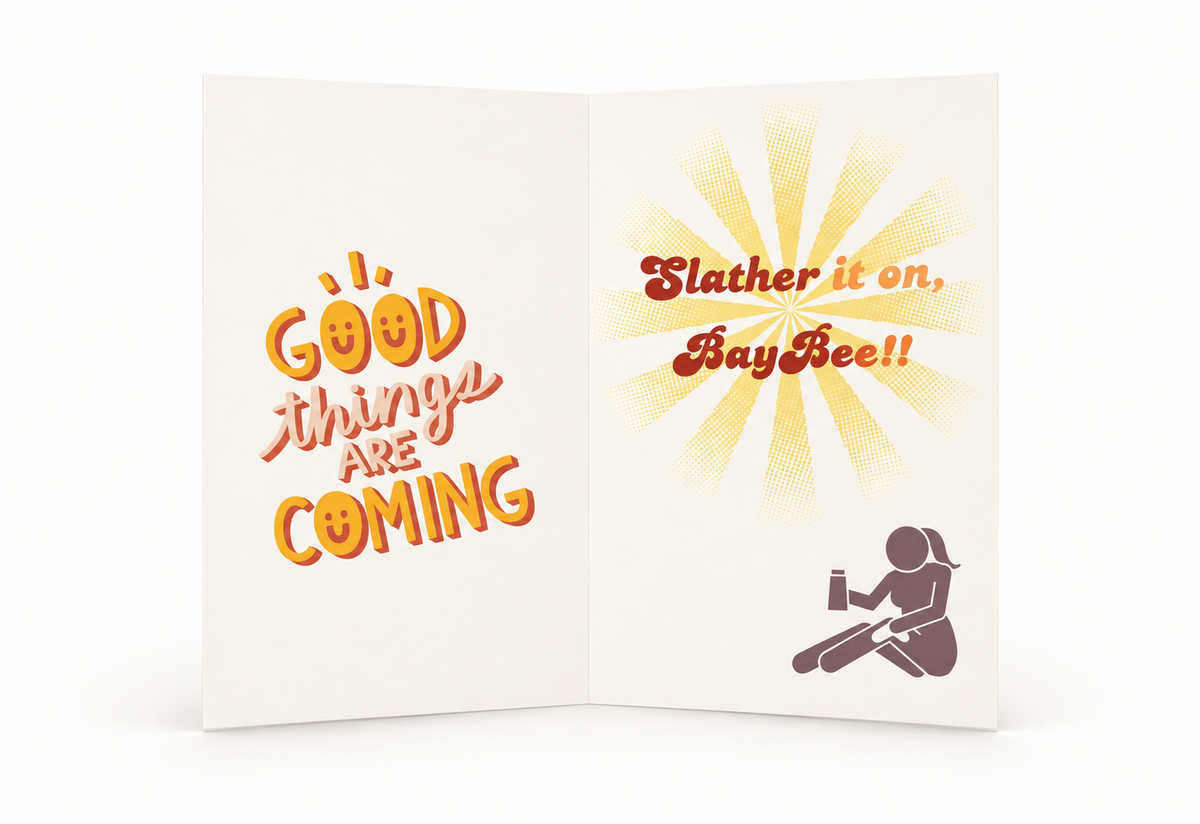 Spread the Positivity Sauce greeting card full inside view