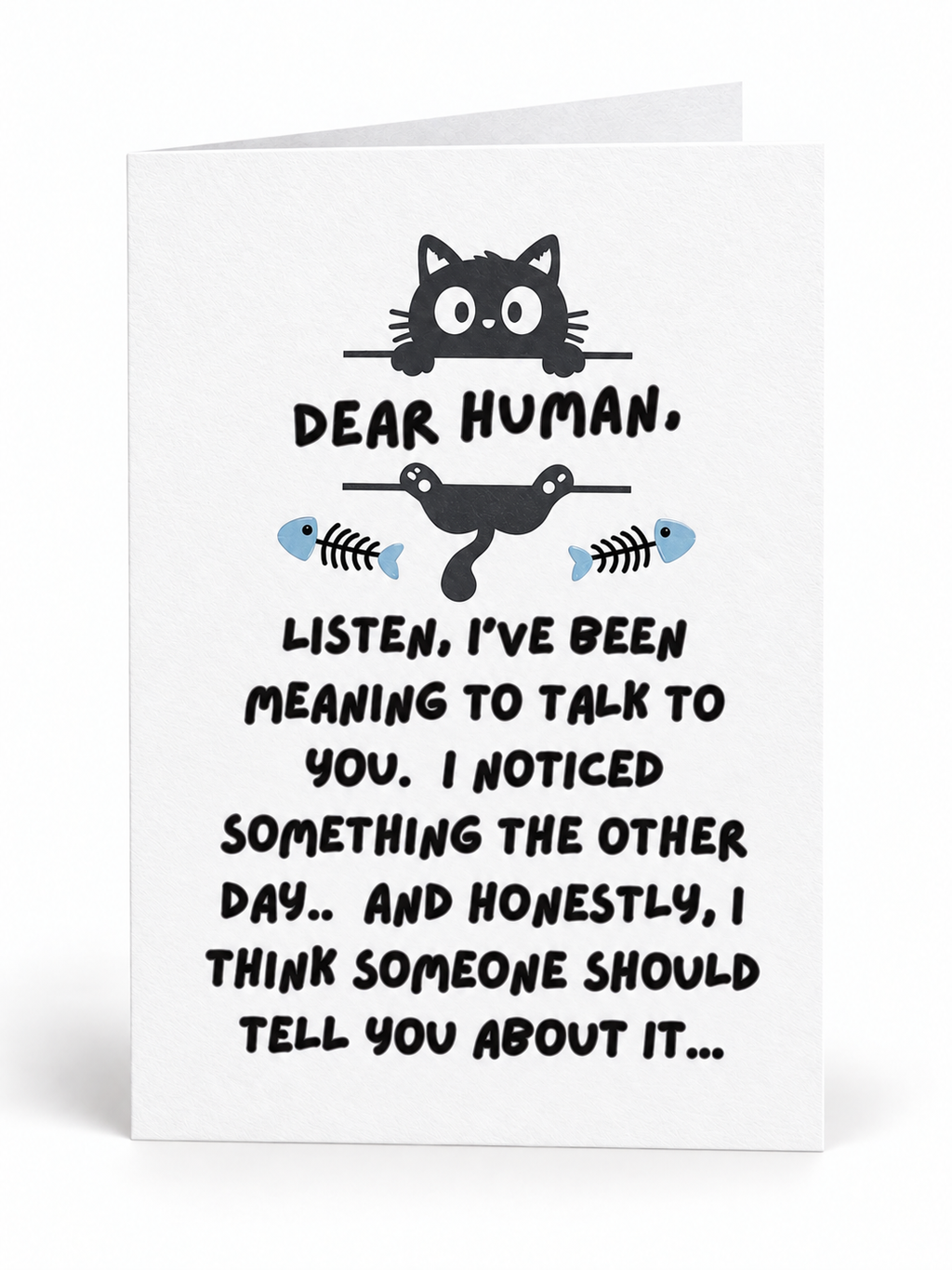Dear Human Your Tail Is on Backwards folded greeting card front