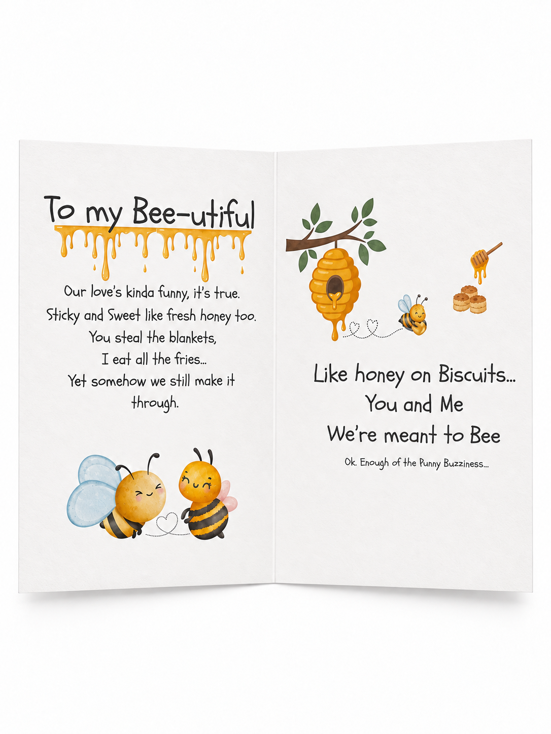To My Bee-utiful greeting card full inside view