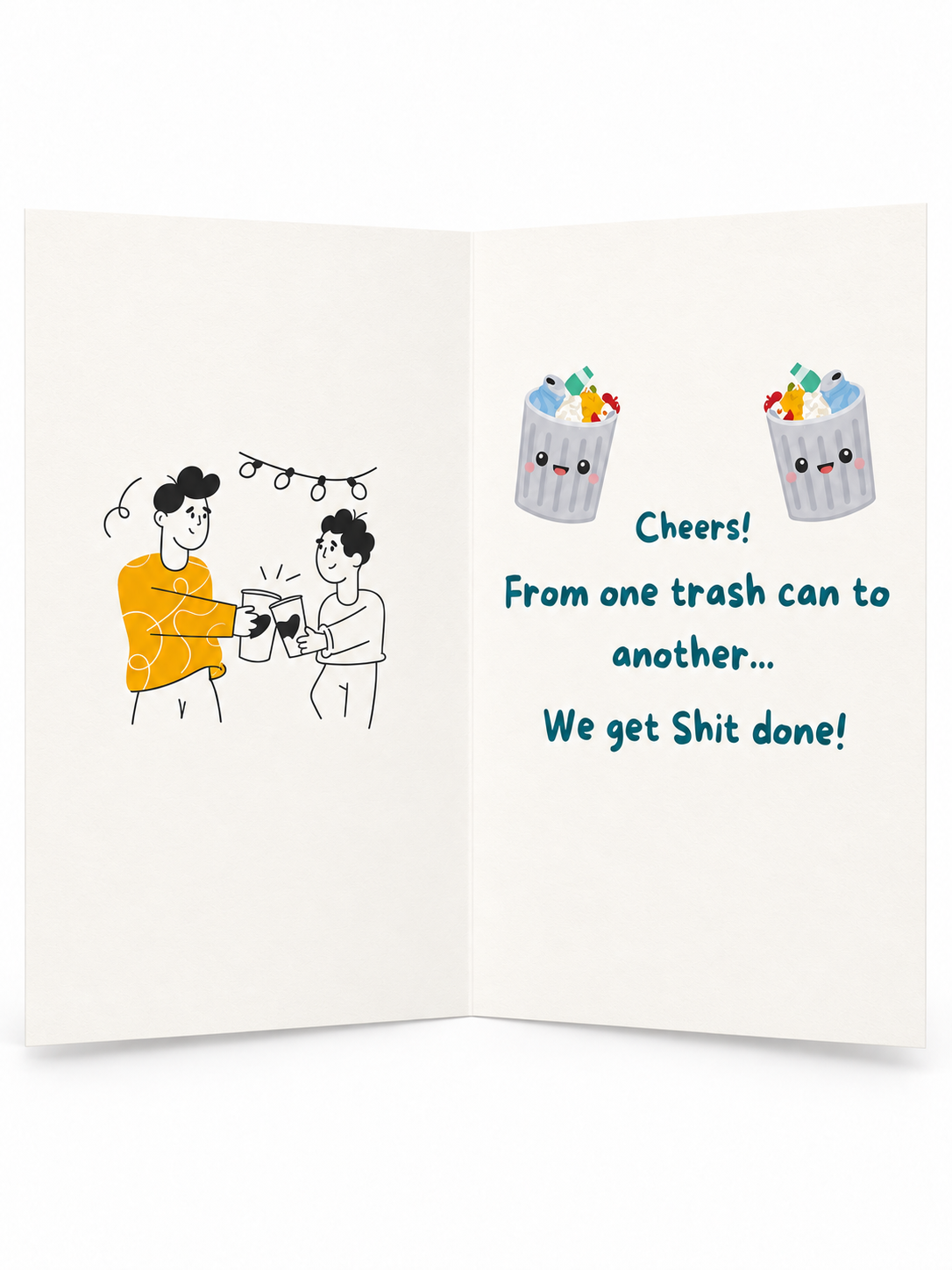 Trash Can greeting card full inside view